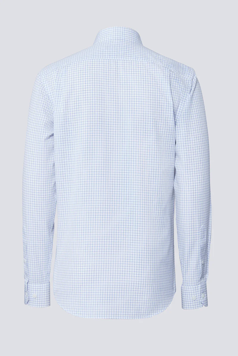 Wrinkle-Free Poplin Dress Shirt | Blue Check 16787N