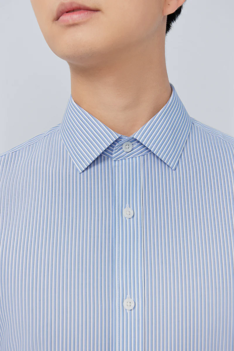 Wrinkle-Free Poplin Dress Shirt | Light Blue Stripes 25670N Wrinkle-Free Poplin Dress Shirt | Light Blue Stripes 25670N