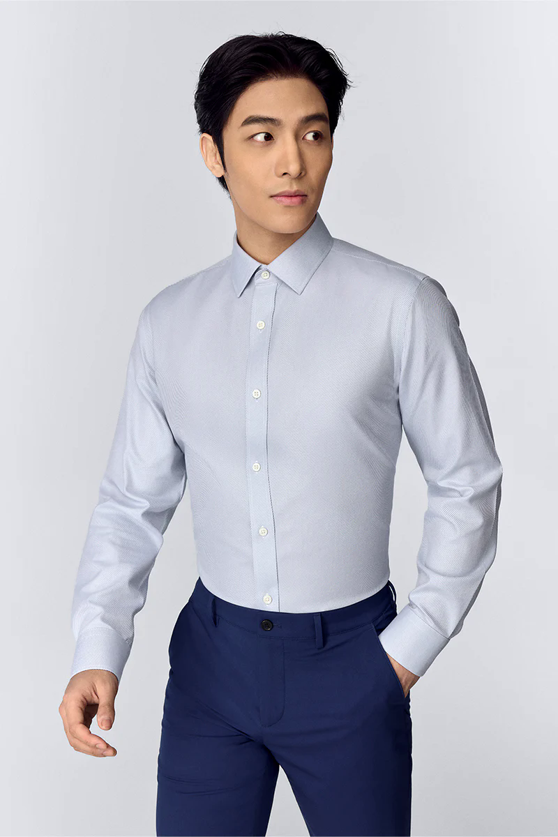 Wrinkle-Free Classic Twill Dress Shirt | Pale Grey 20987N