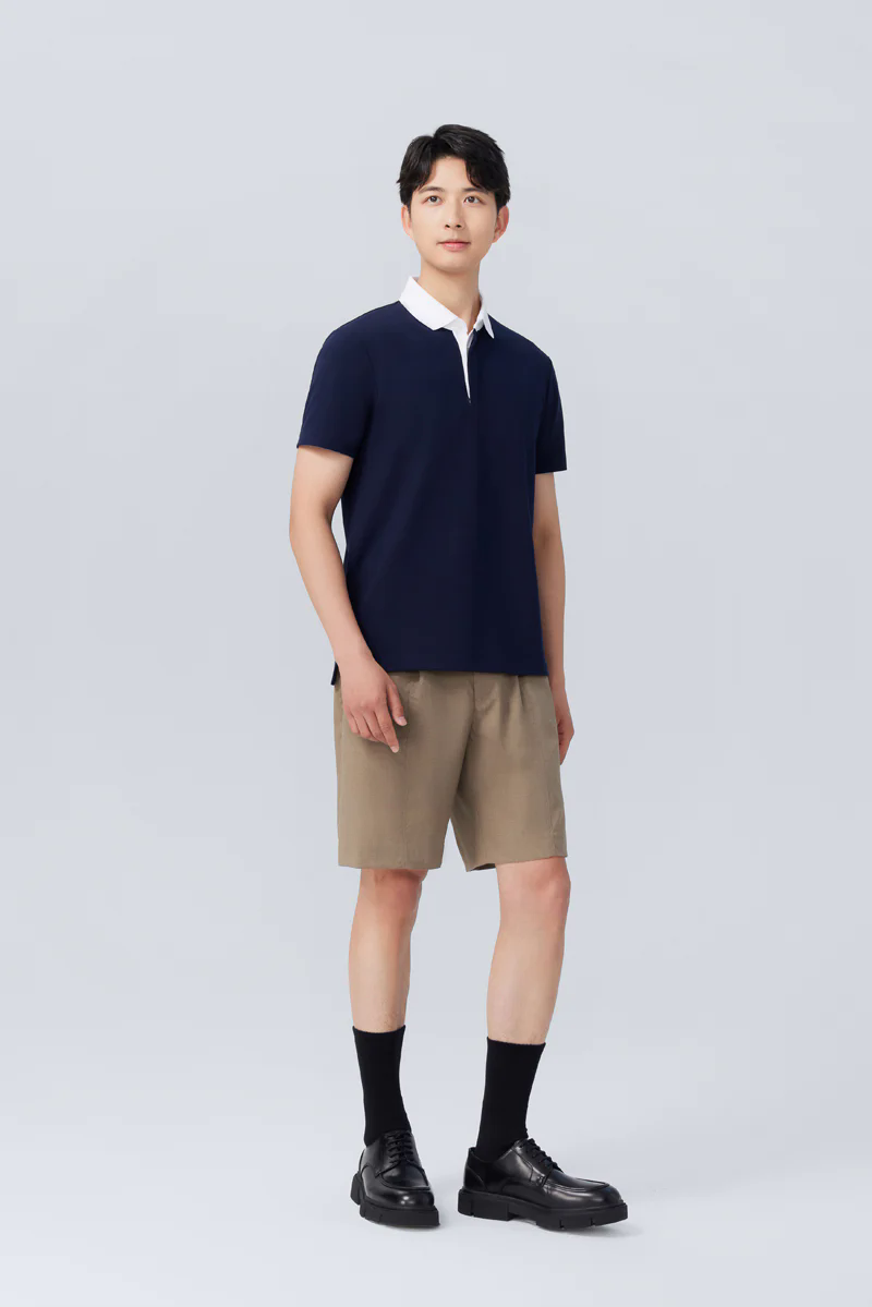 Pique Contrast Collar Polo | Navy NNY096 Pique Contrast Collar Polo | Navy NNY096