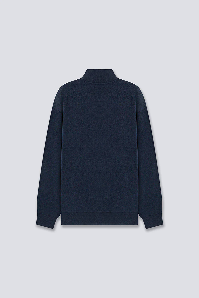 Merino-Blend Half Zip French Rib Sweater | Navy EB1244 Merino-Blend Half Zip French Rib Sweater | Navy EB1244