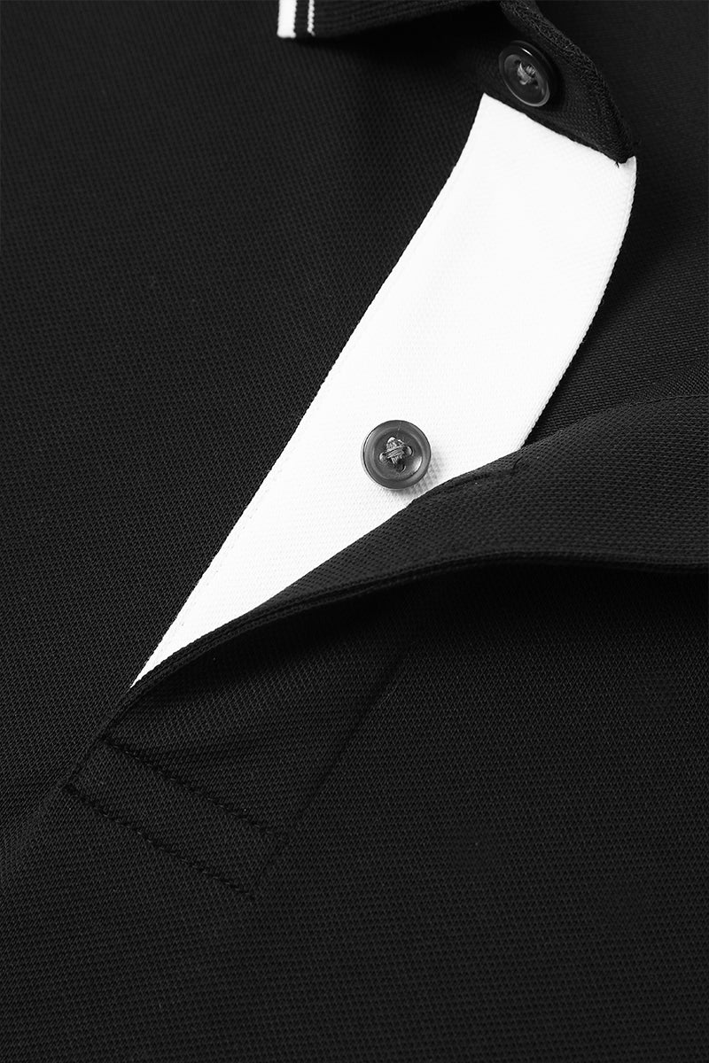Pique Tipped Polo | Black BKFD01 Pique Tipped Polo | Black BKFD01