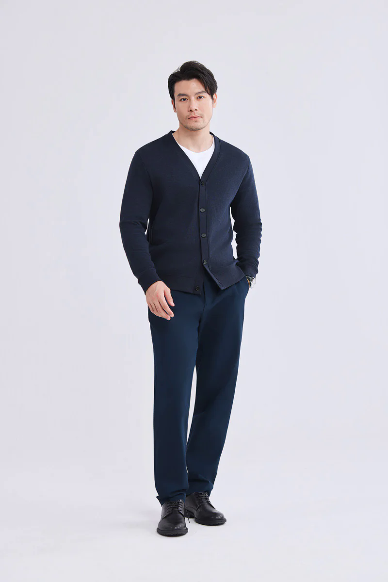 Merino-Blend French Rib Cardigan | Navy EB1244 Merino-Blend French Rib Cardigan | Navy EB1244
