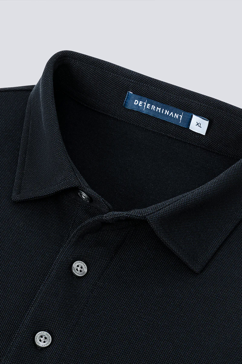 Waterless Dye Pique Polo | Black BKYD01