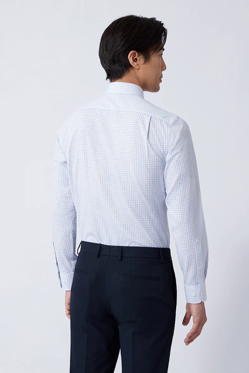 Wrinkle-Free Poplin Dress Shirt | Blue Check 16787N