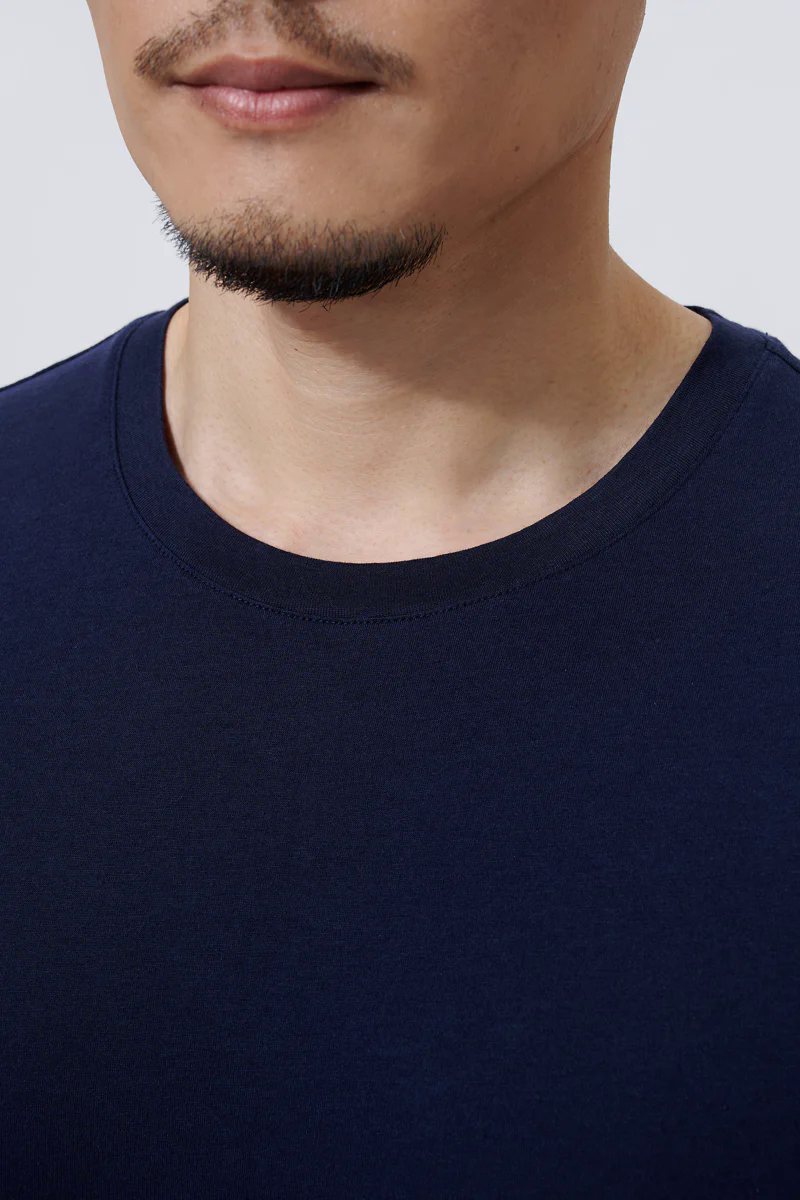 Supreme Cotton-Silk Crew Neck T-Shirt | Navy NYYD01 Supreme Cotton-Silk Crew Neck T-Shirt | Navy NYYD01