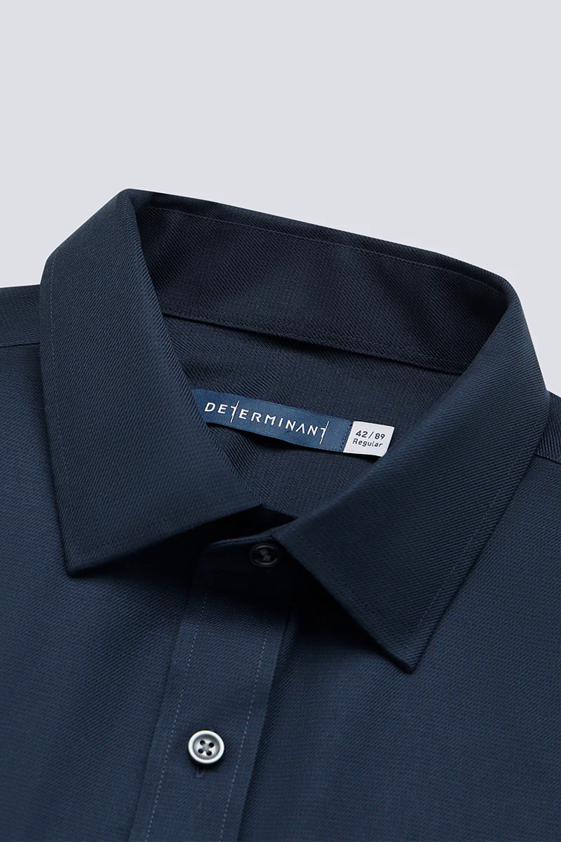 Wrinkle-Free Dobby Twill Dress Shirt  | Navy Semi Plain 27587N