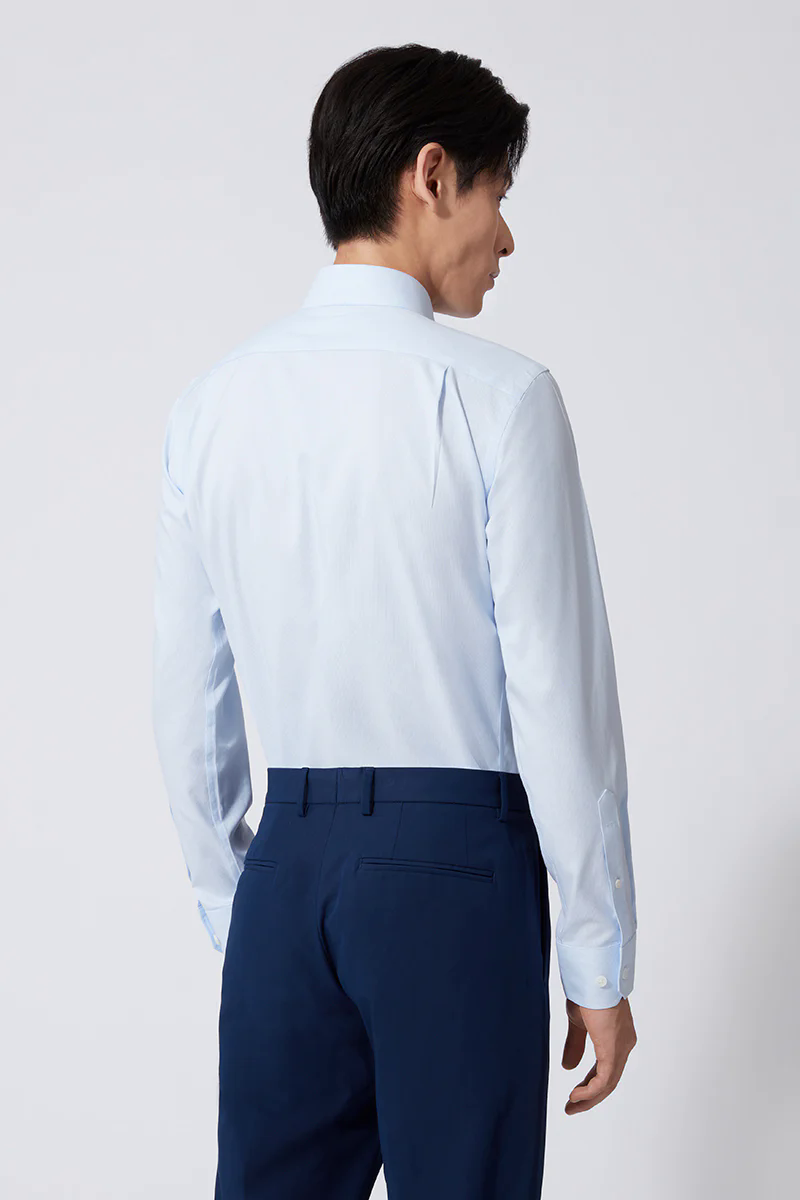 Wrinkle-Free Pinpoint Oxford Dress Shirt | Light Blue Stripes 1581NZ Wrinkle-Free Pinpoint Oxford Dress Shirt | Light Blue Stripes 1581NZ