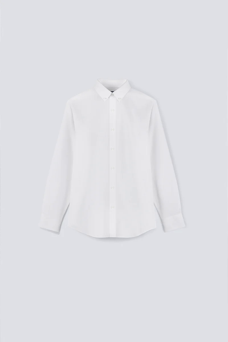 Wrinkle-Free Poplin Button-Down Dress Shirt | White WH001Z