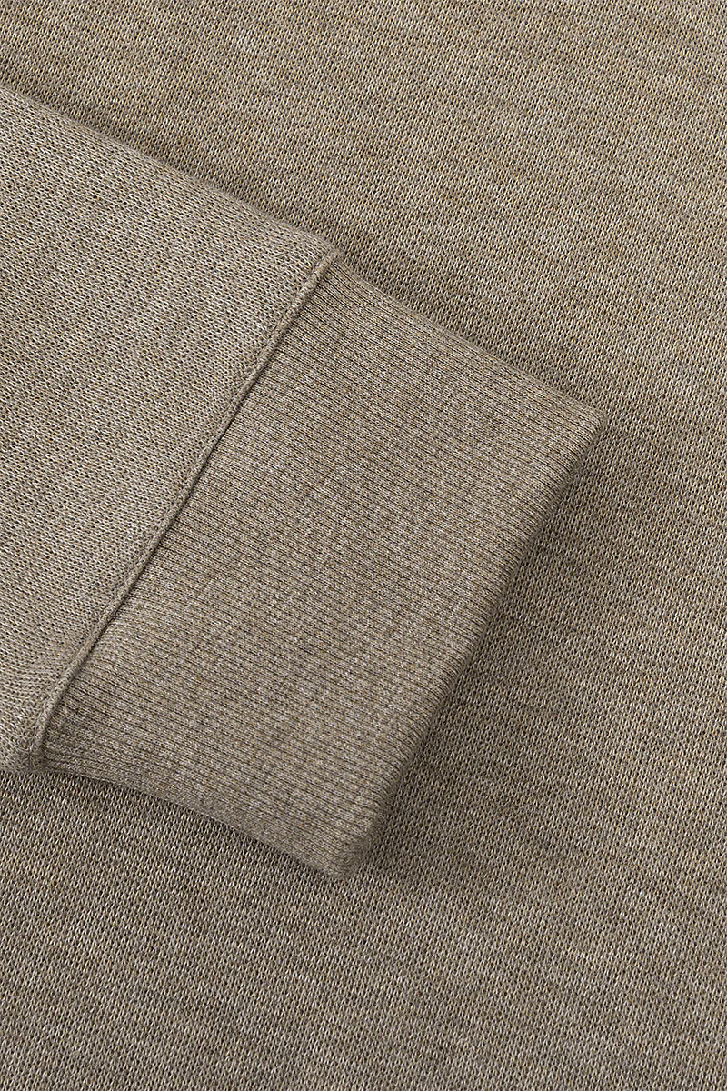 Merino-Blend Half Zip French Rib Sweater | Khaki E7W025 Merino-Blend Half Zip French Rib Sweater | Khaki E7W025