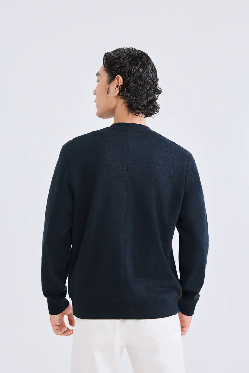 Merino-Blend French Rib Crew Neck Sweater | Navy EB1244 Merino-Blend French Rib Crew Neck Sweater | Navy EB1244
