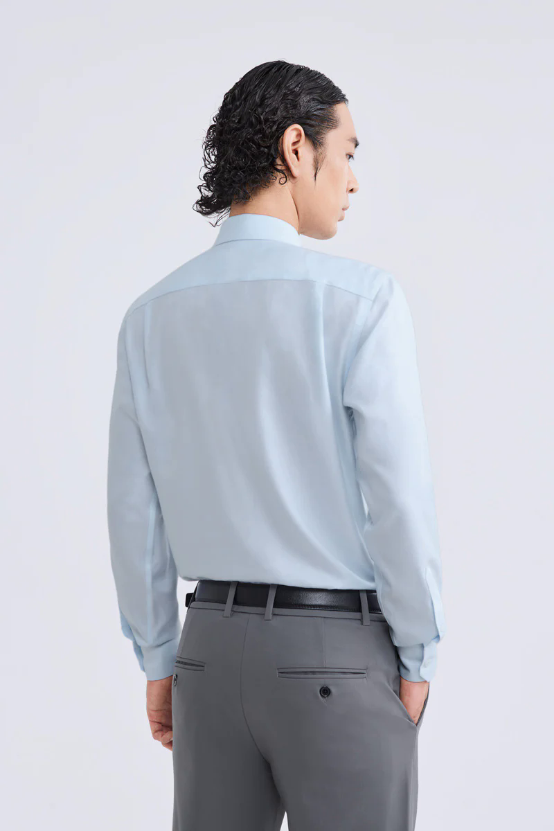 Wrinkle-Free Dobby Twill Dress Shirt | Pale Blue Semi Plain 27585N Wrinkle-Free Dobby Twill Dress Shirt | Pale Blue Semi Plain 27585N