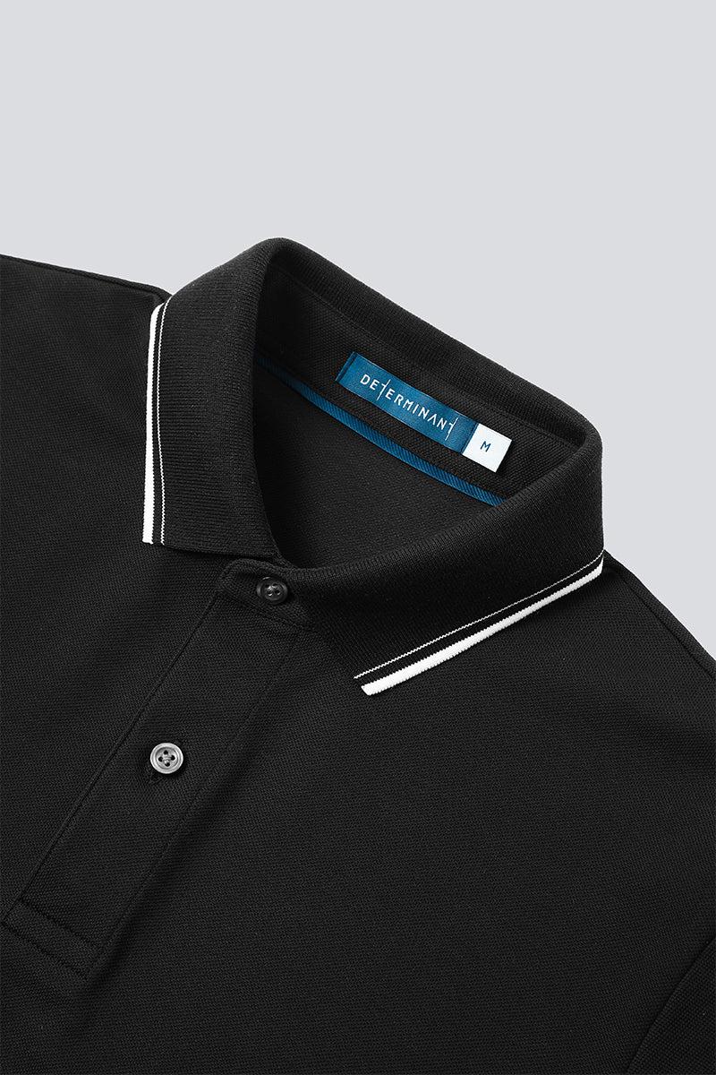 Pique Tipped Polo | Black BKFD01 Pique Tipped Polo | Black BKFD01