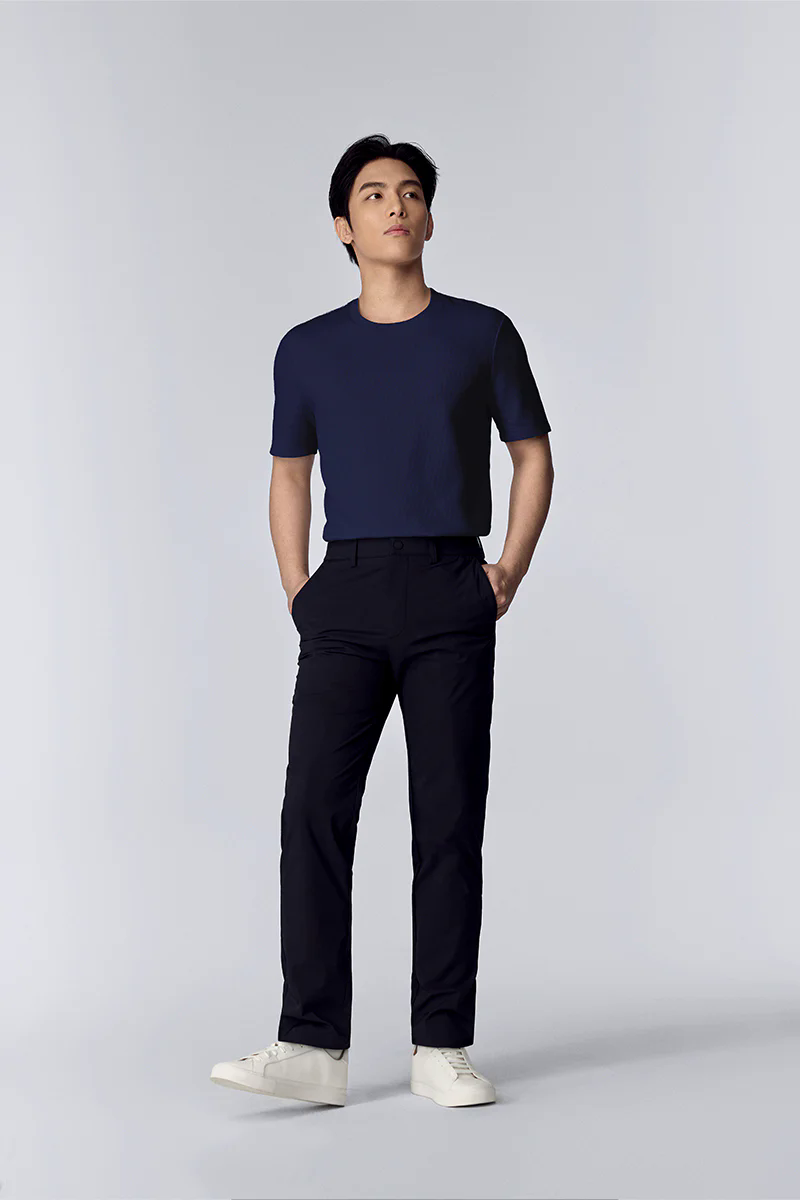 Waffle Crew Neck T-Shirt | Navy NNY096