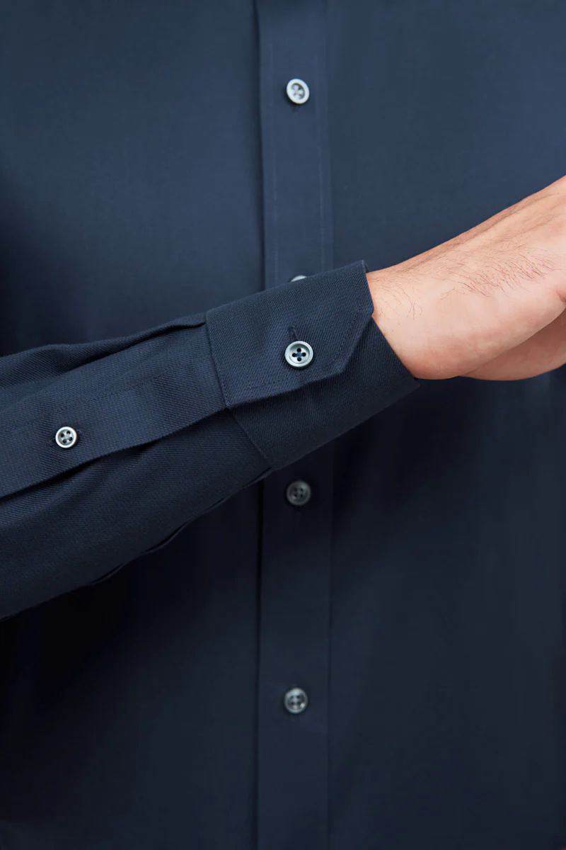 Wrinkle-Free Dobby Twill Dress Shirt  | Navy Semi Plain 27587N
