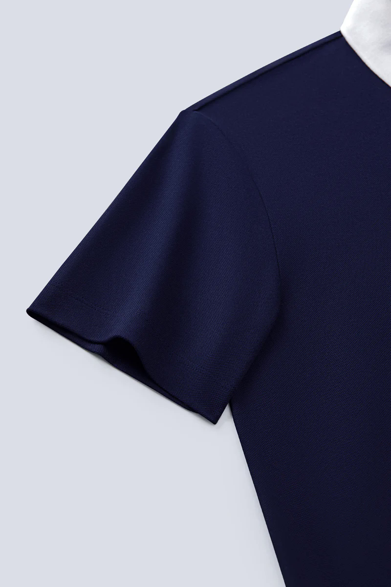 Pique Contrast Collar Polo | Navy NNY096 Pique Contrast Collar Polo | Navy NNY096