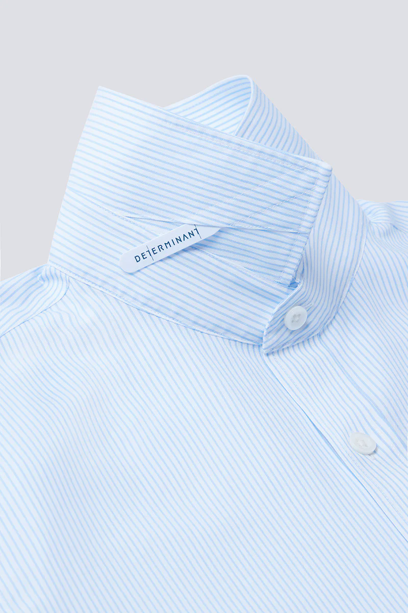 Wrinkle-Free Poplin Dress Shirt | Light Blue Stripes 15103N