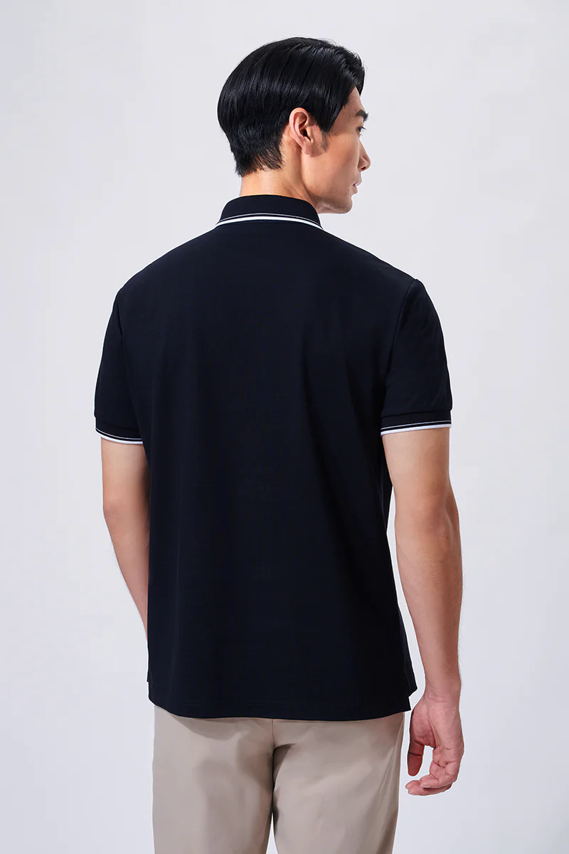 Pique Tipped Polo | Black BKFD01 Pique Tipped Polo | Black BKFD01