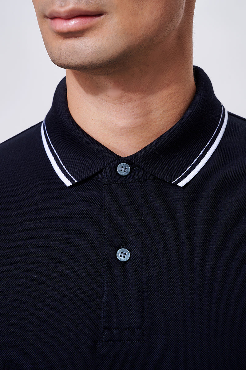 Pique Tipped Polo | Black BKFD01 Pique Tipped Polo | Black BKFD01