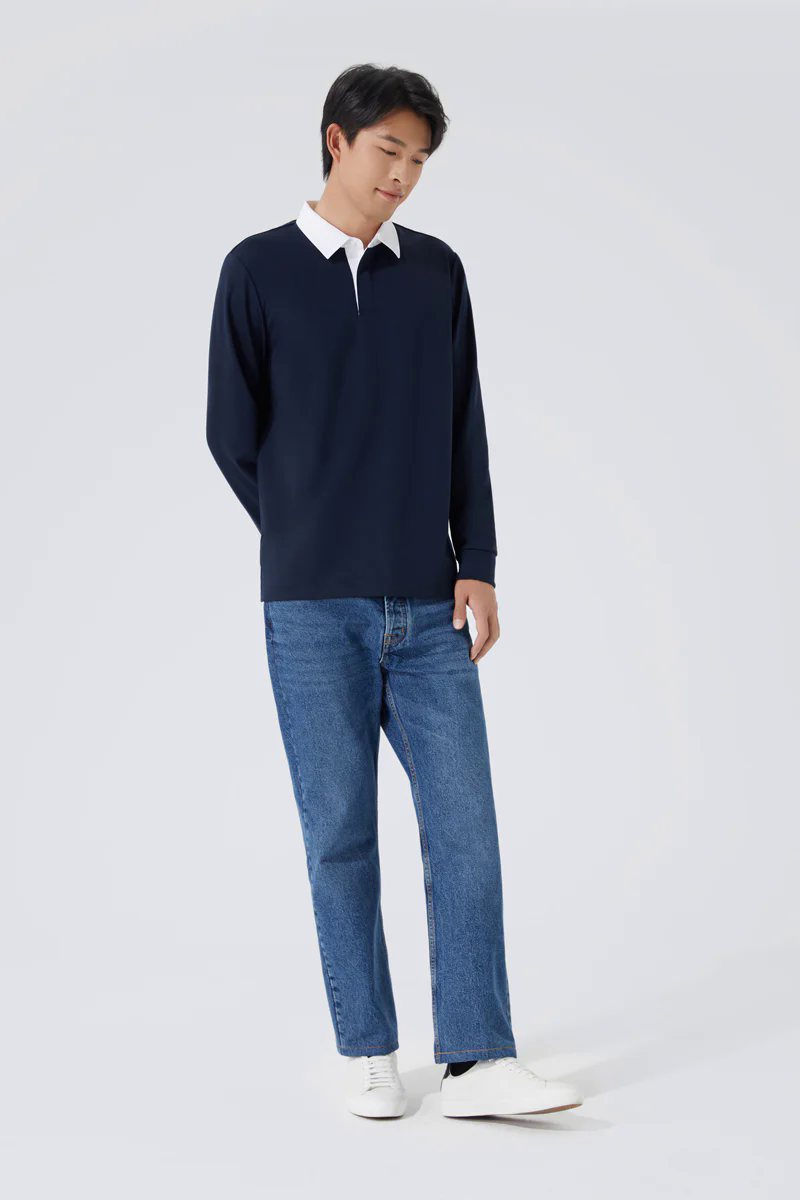 Regal Interlock Long Sleeve Rugby Shirt | Navy NNY096 Regal Interlock Long Sleeve Rugby Shirt | Navy NNY096