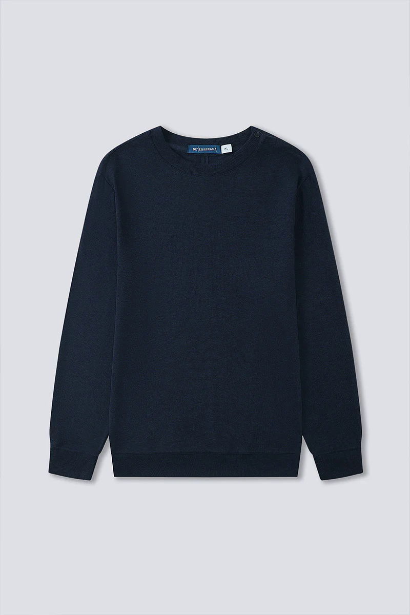 Merino-Blend French Rib Crew Neck Sweater | Navy EB1244 Merino-Blend French Rib Crew Neck Sweater | Navy EB1244