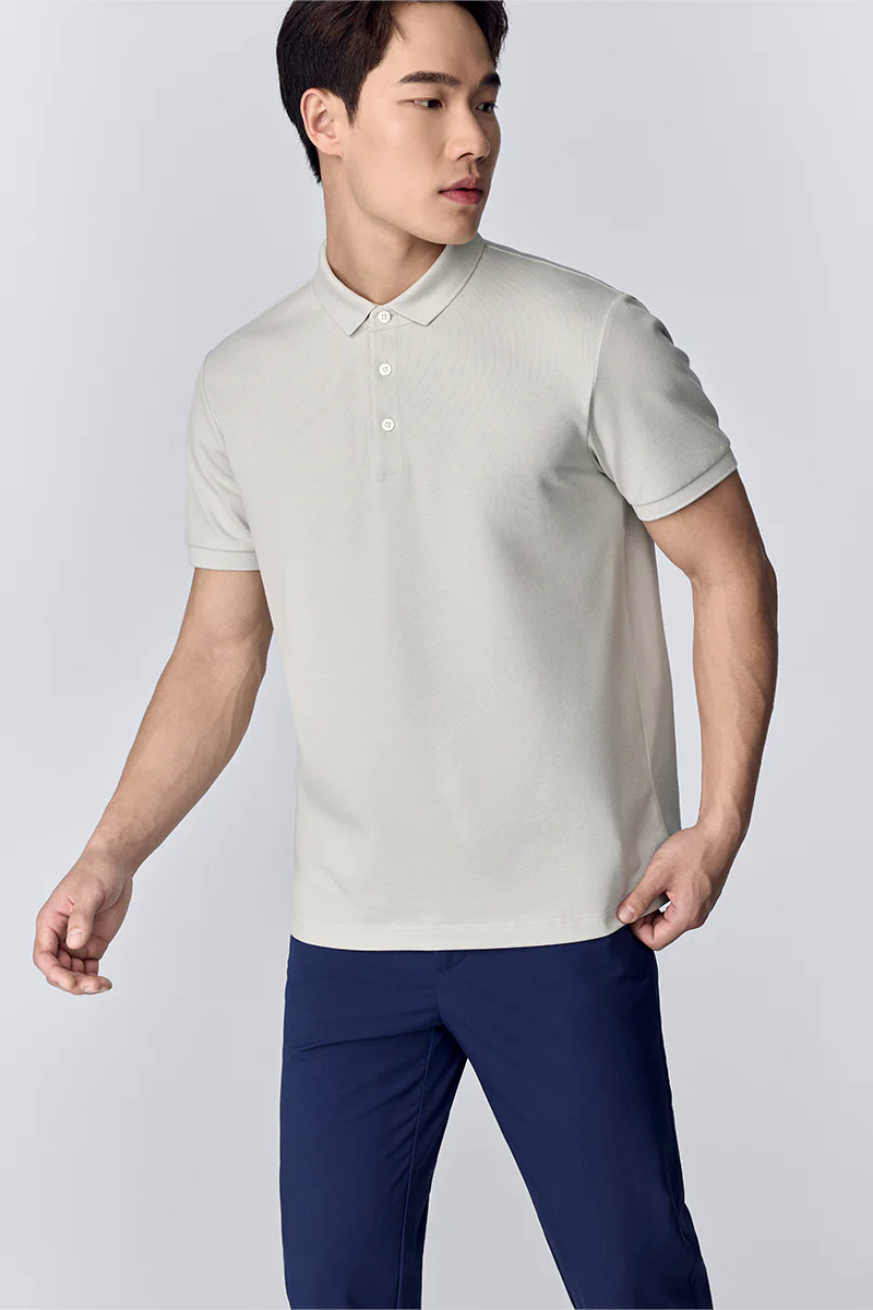 3-Button Pique Polo | Light Grey GYFL01