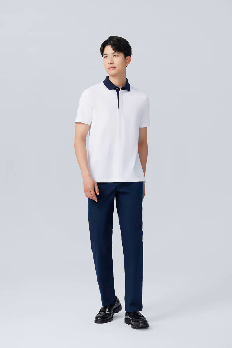 Pique Contrast Collar Polo | White WH001Z Pique Contrast Collar Polo | White WH001Z