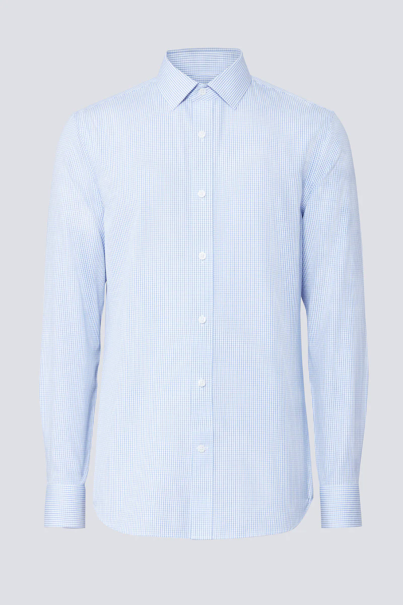 Wrinkle-Free Poplin Dress Shirt | Blue Check 15104N