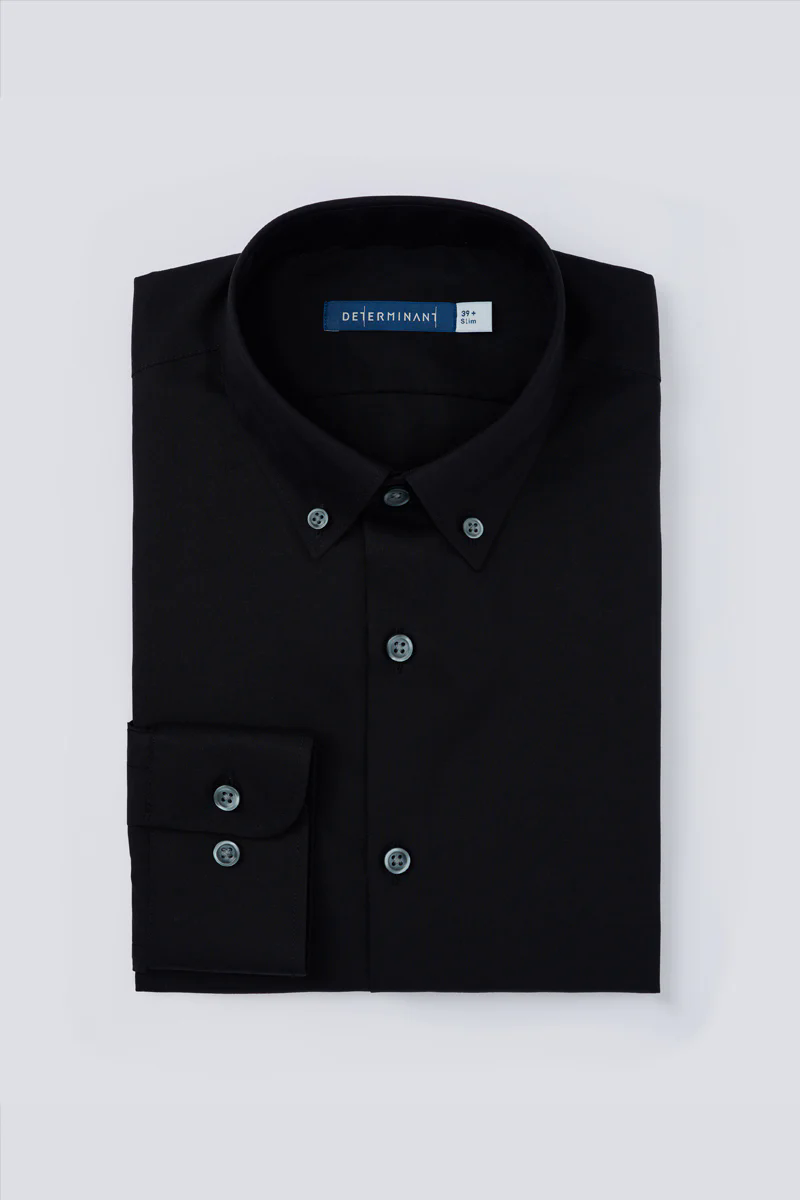 Poplin Button-Down Smart Shirt | Black BKFD01