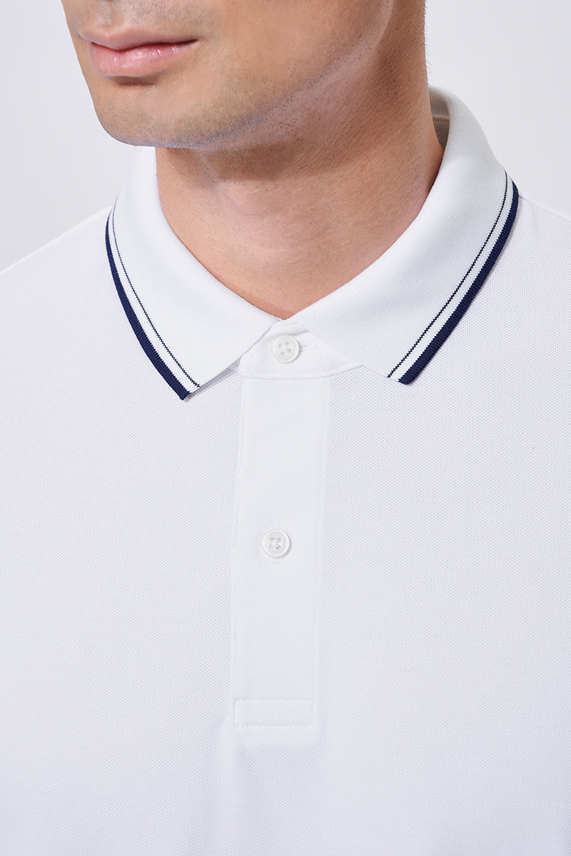 Pique Tipped Polo | White WH001Z