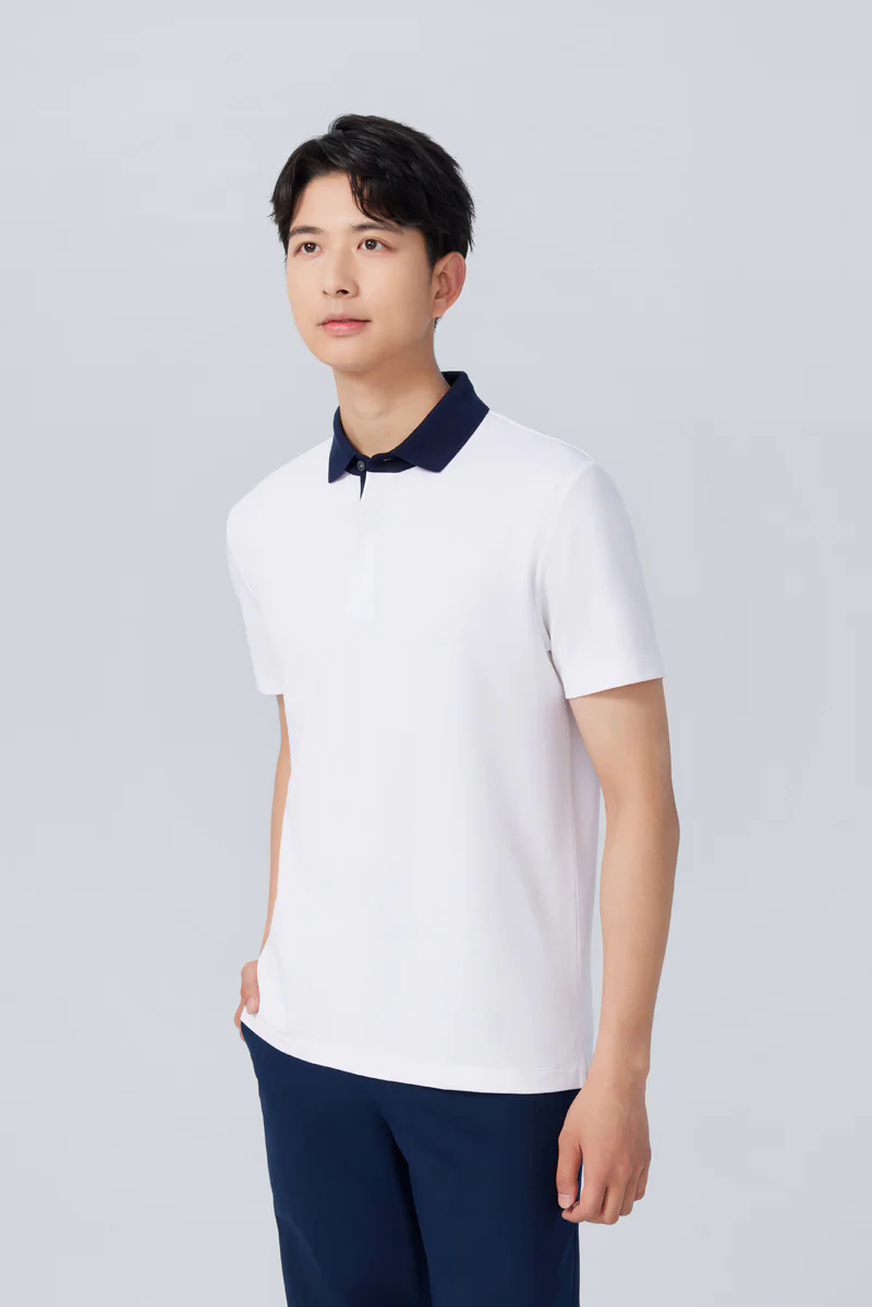 Pique Contrast Collar Polo | White WH001Z
