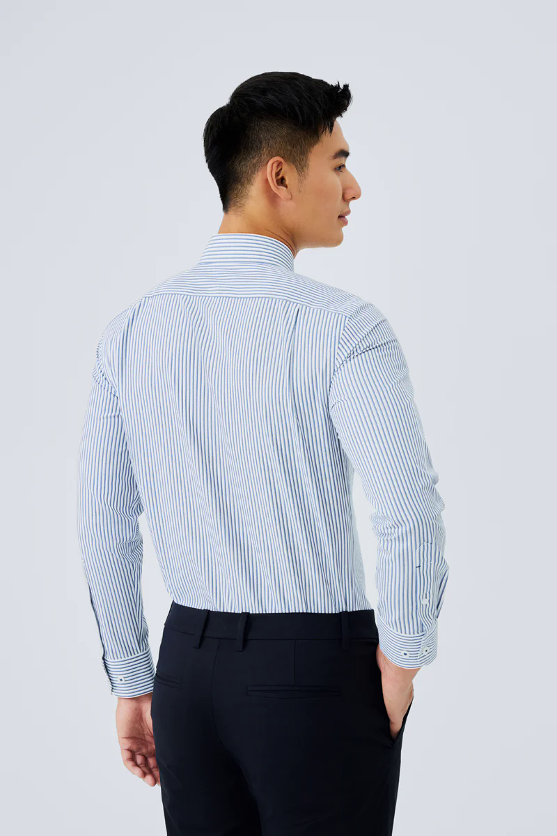 Waterless Dye Dress Shirt  | Dark Blue Stripes 22565N