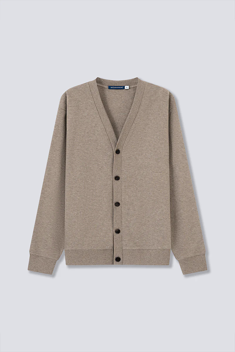 Merino-Blend French Rib Cardigan | Khaki E7W025 Merino-Blend French Rib Cardigan | Khaki E7W025