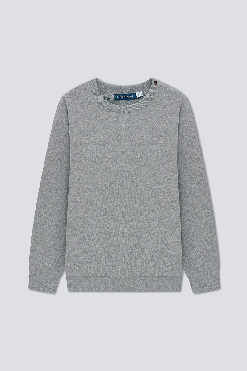 Merino-Blend French Rib Crew Neck Sweater | Grey EBC054 Merino-Blend French Rib Crew Neck Sweater | Grey EBC054