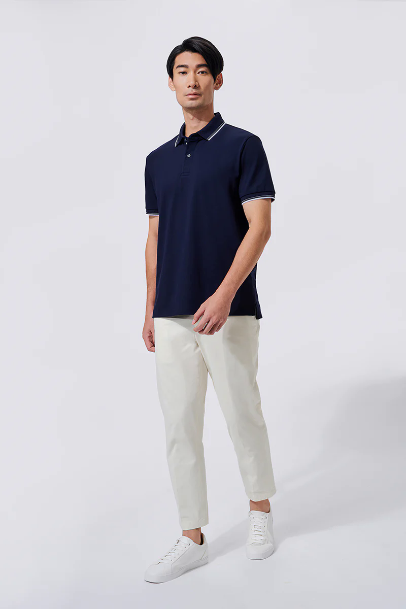 Pique Tipped Polo | Navy NNY096 Pique Tipped Polo | Navy NNY096