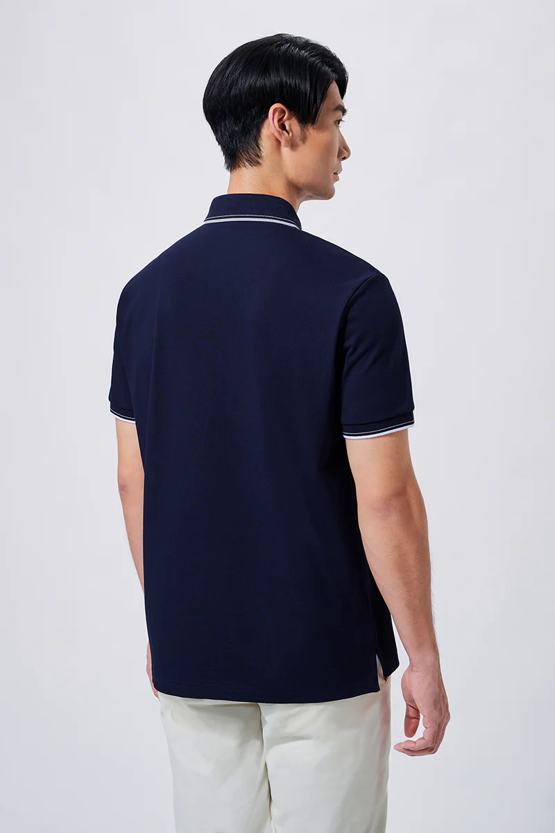 Pique Tipped Polo | Navy NNY096 Pique Tipped Polo | Navy NNY096