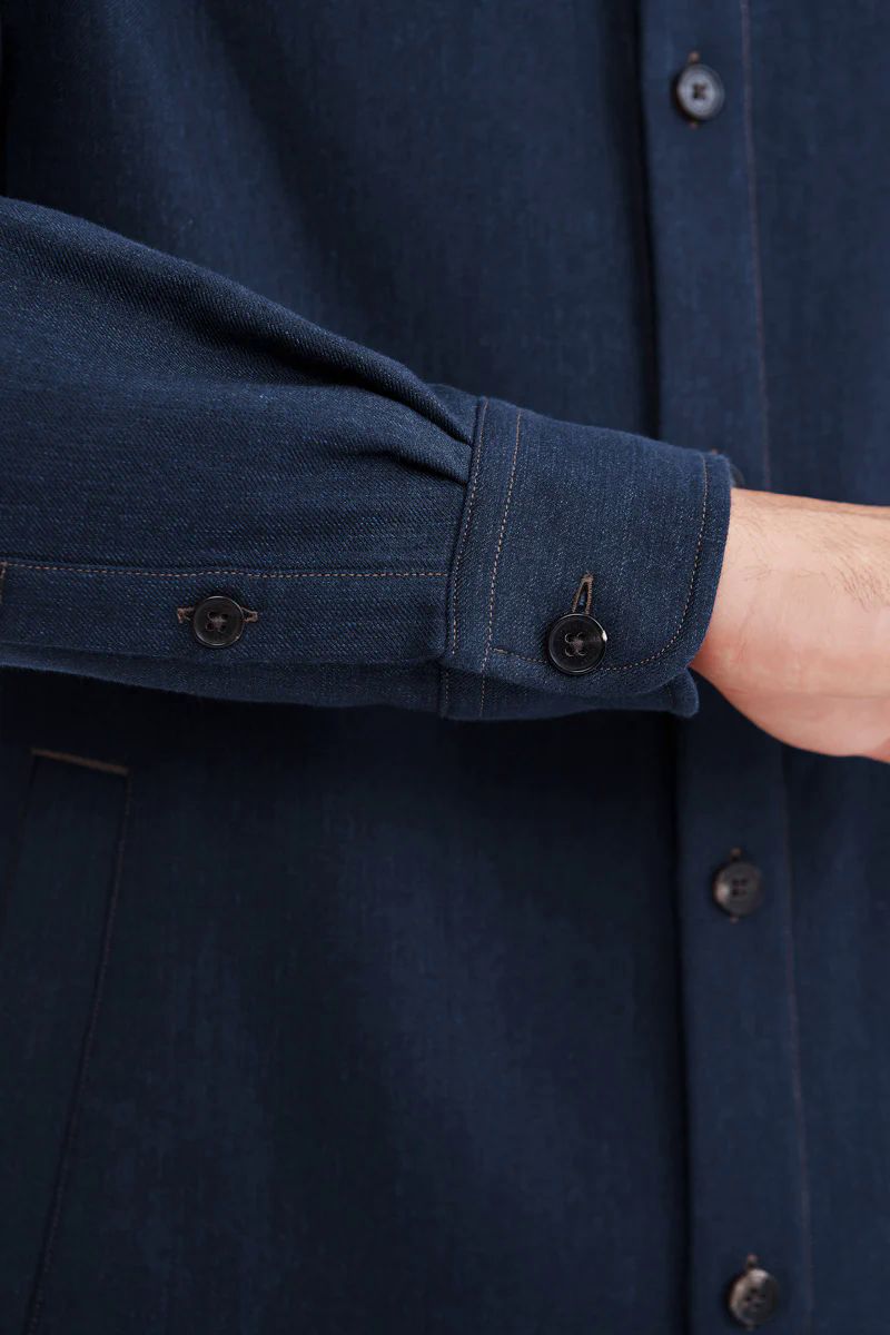 Brushed Contrast Stitch Shirt Jacket | Navy 30193N Brushed Contrast Stitch Shirt Jacket | Navy 30193N