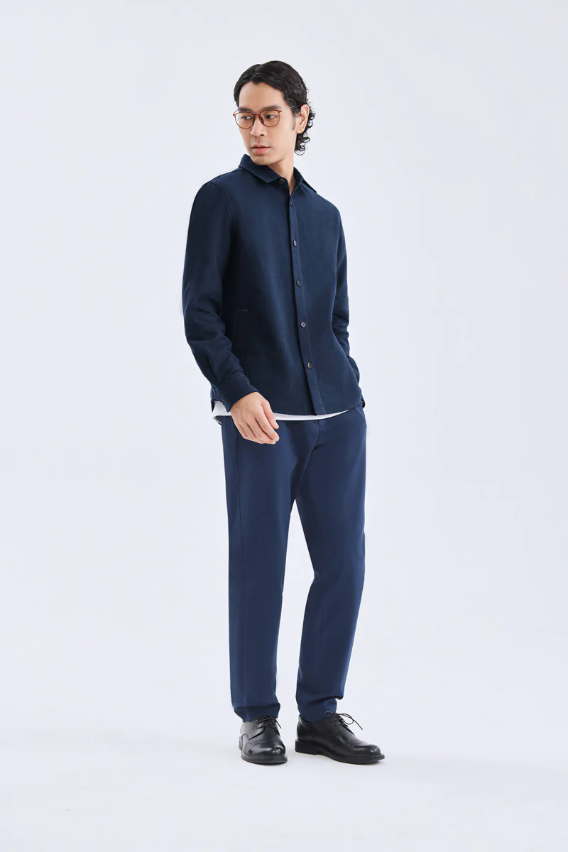 Brushed Contrast Stitch Shirt Jacket | Navy 30193N Brushed Contrast Stitch Shirt Jacket | Navy 30193N