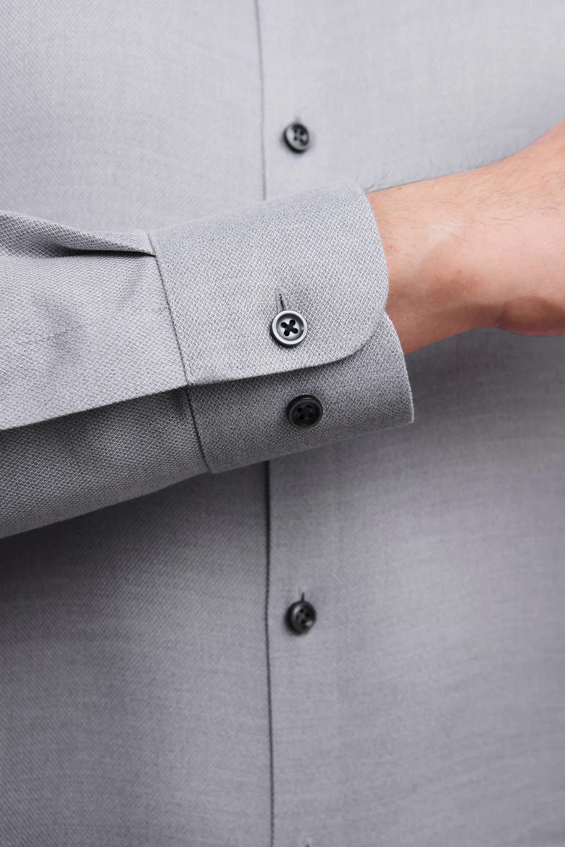 Waterless Dye Button-Down Smart Shirt | Grey 25238N