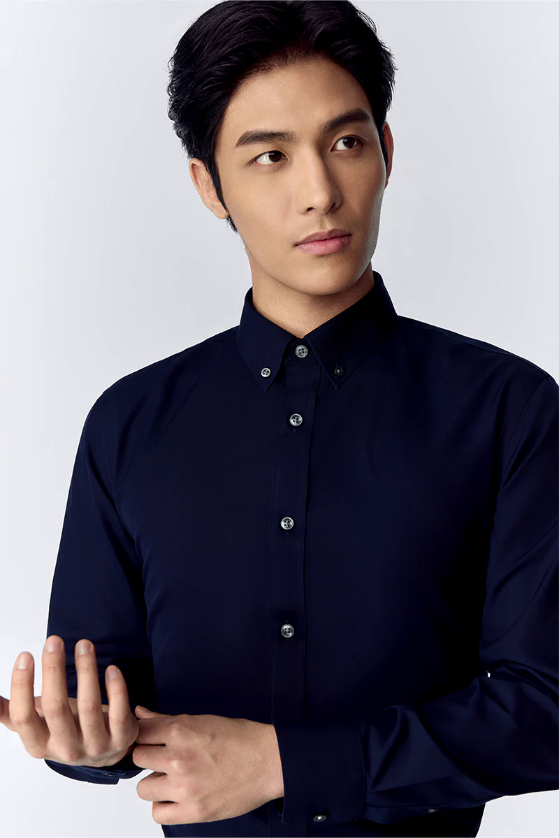 Wrinkle-Free Poplin Button-Down Dress Shirt | Navy 0053KM