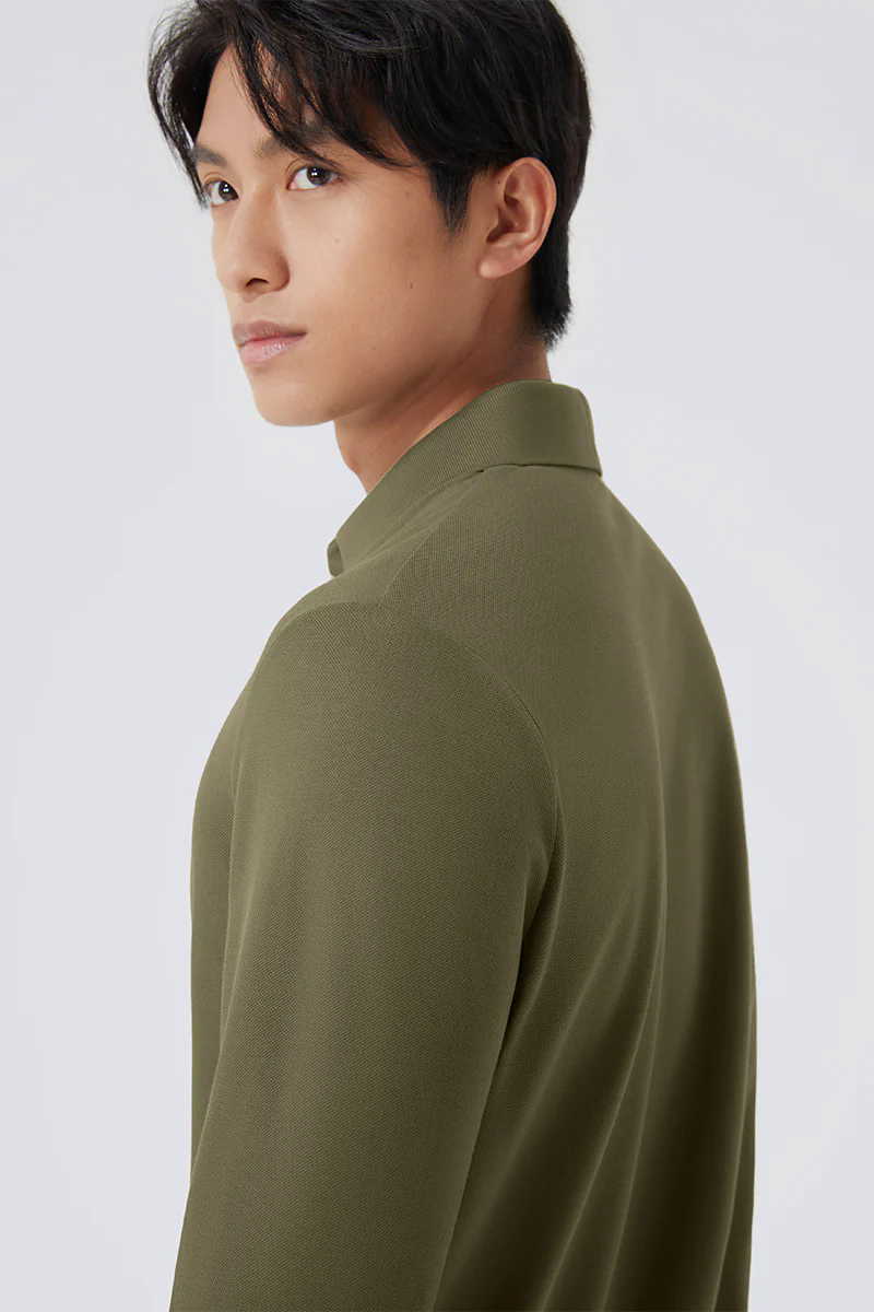Pique Long Sleeve Polo | Olive GNE474 Pique Long Sleeve Polo | Olive GNE474