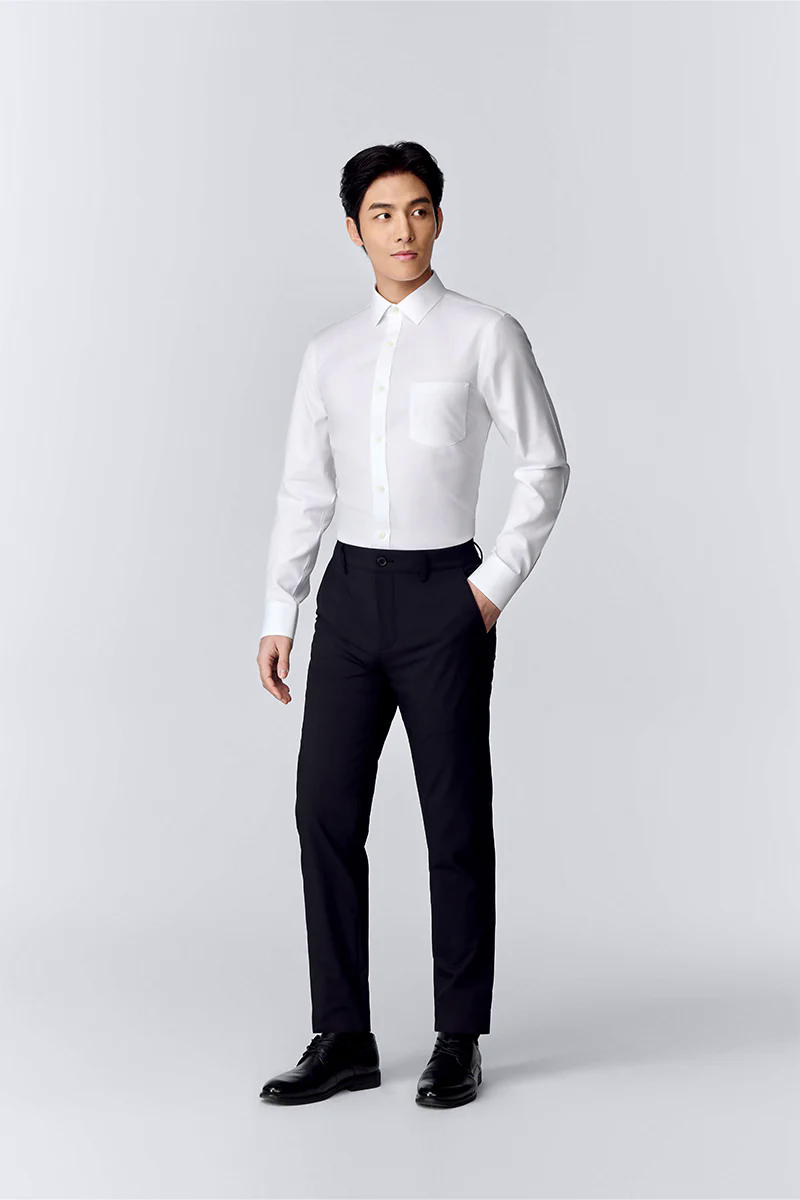 Wrinkle-Free Pinpoint Oxford Pocket Dress Shirt | White WH001Z