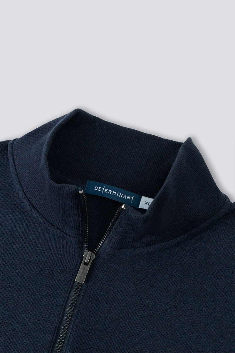 Merino-Blend Half Zip French Rib Sweater | Navy EB1244 Merino-Blend Half Zip French Rib Sweater | Navy EB1244