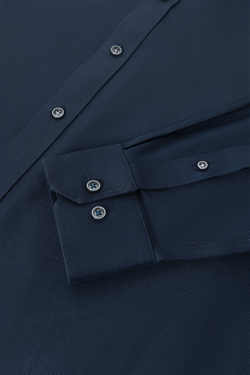 Wrinkle-Free Dobby Twill Dress Shirt  | Navy Semi Plain 27587N