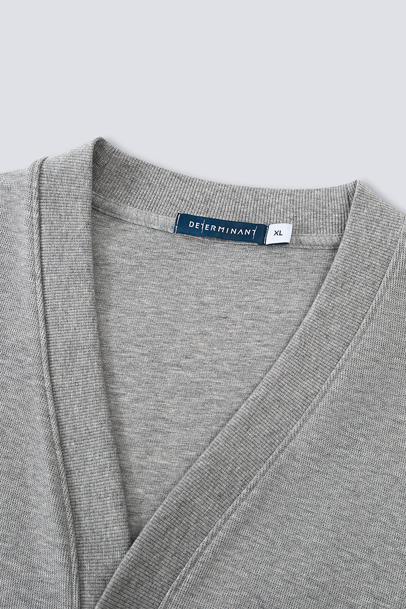 Merino-Blend French Rib Cardigan | Grey EBC054