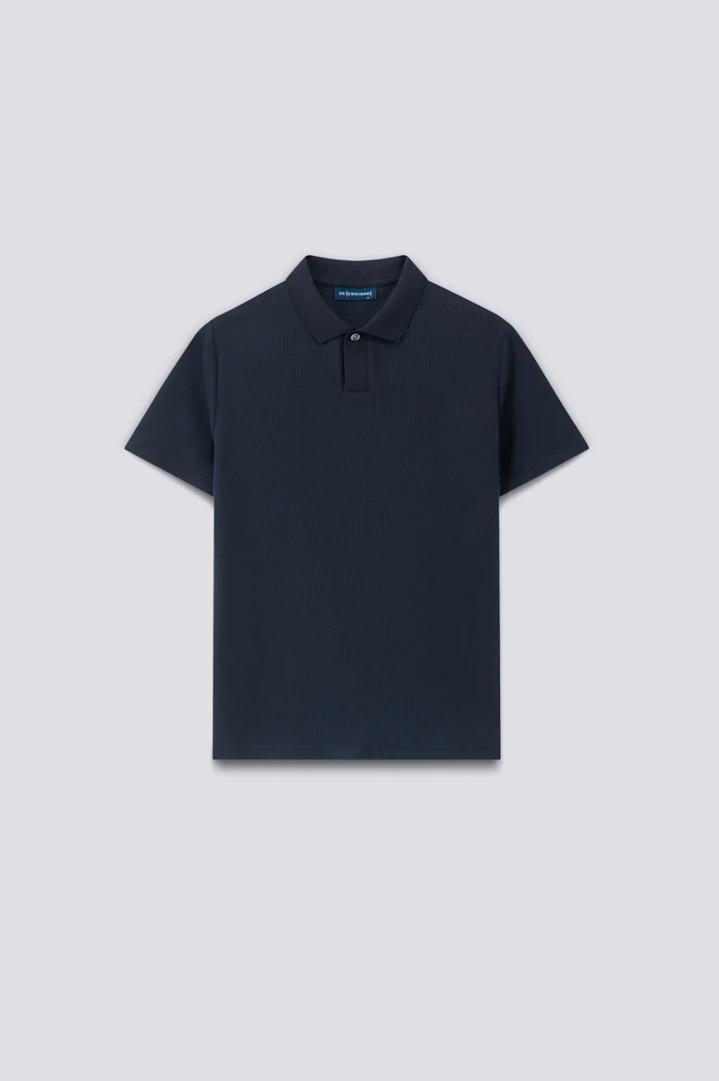 Waffle-Knit Polo | Navy NNY096