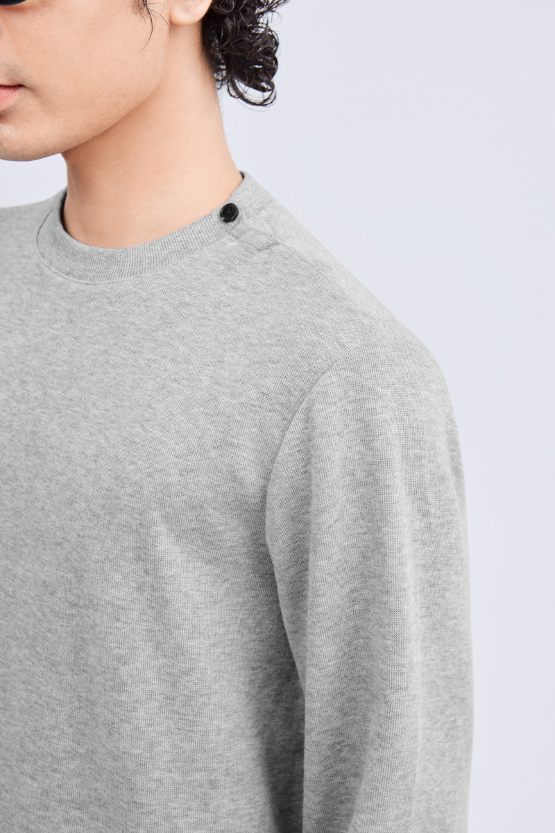 Merino-Blend French Rib Crew Neck Sweater | Grey EBC054 Merino-Blend French Rib Crew Neck Sweater | Grey EBC054