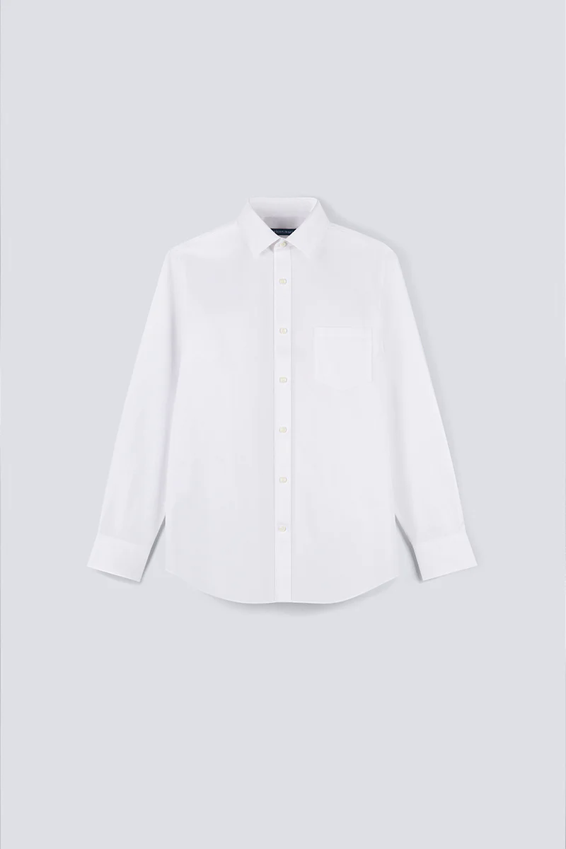 Wrinkle-Free Pinpoint Oxford Pocket Dress Shirt | White WH001Z