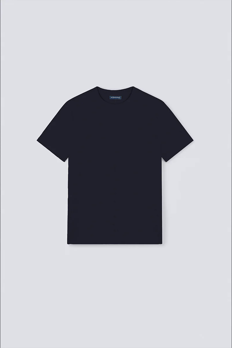 Waffle Crew Neck T-Shirt | Navy NNY096