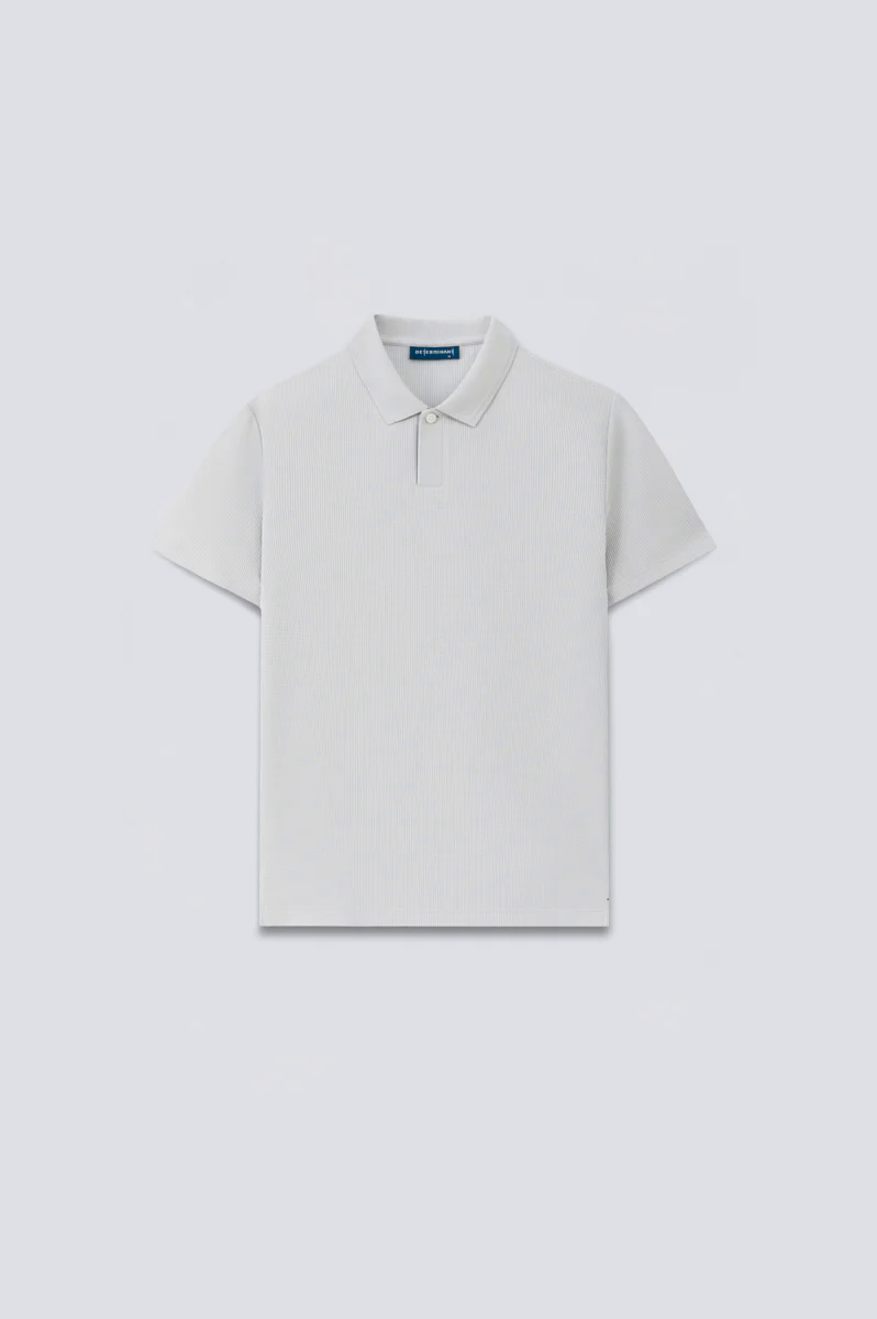 Waffle-Knit Polo | Light Grey GYFL01